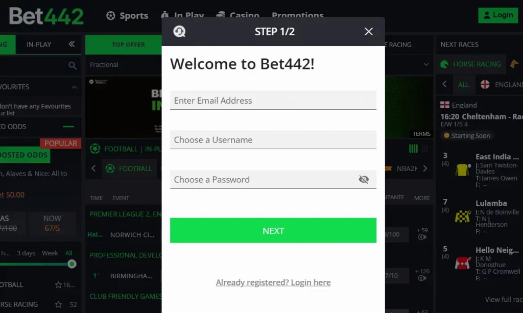 registration at Bet 442